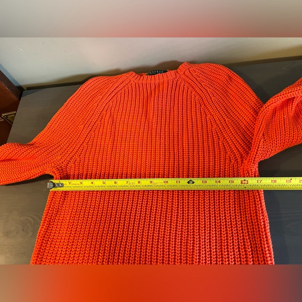 Lauren Ralph Lauren Orange Chunky Knit Crewneck Sweater - Picture 4 of 7